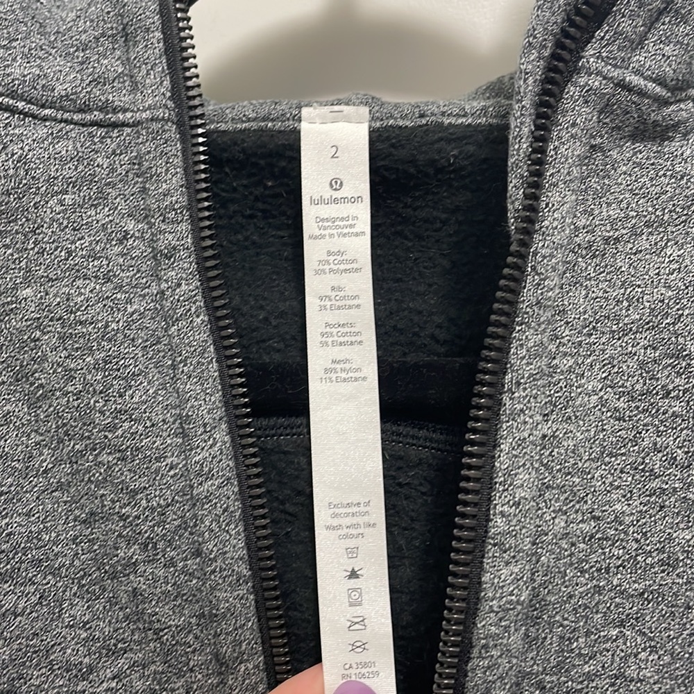 Lulu lemon scuba hoodie light cotton fleece  full zip in heather speckled grey - Picture 2 of 3